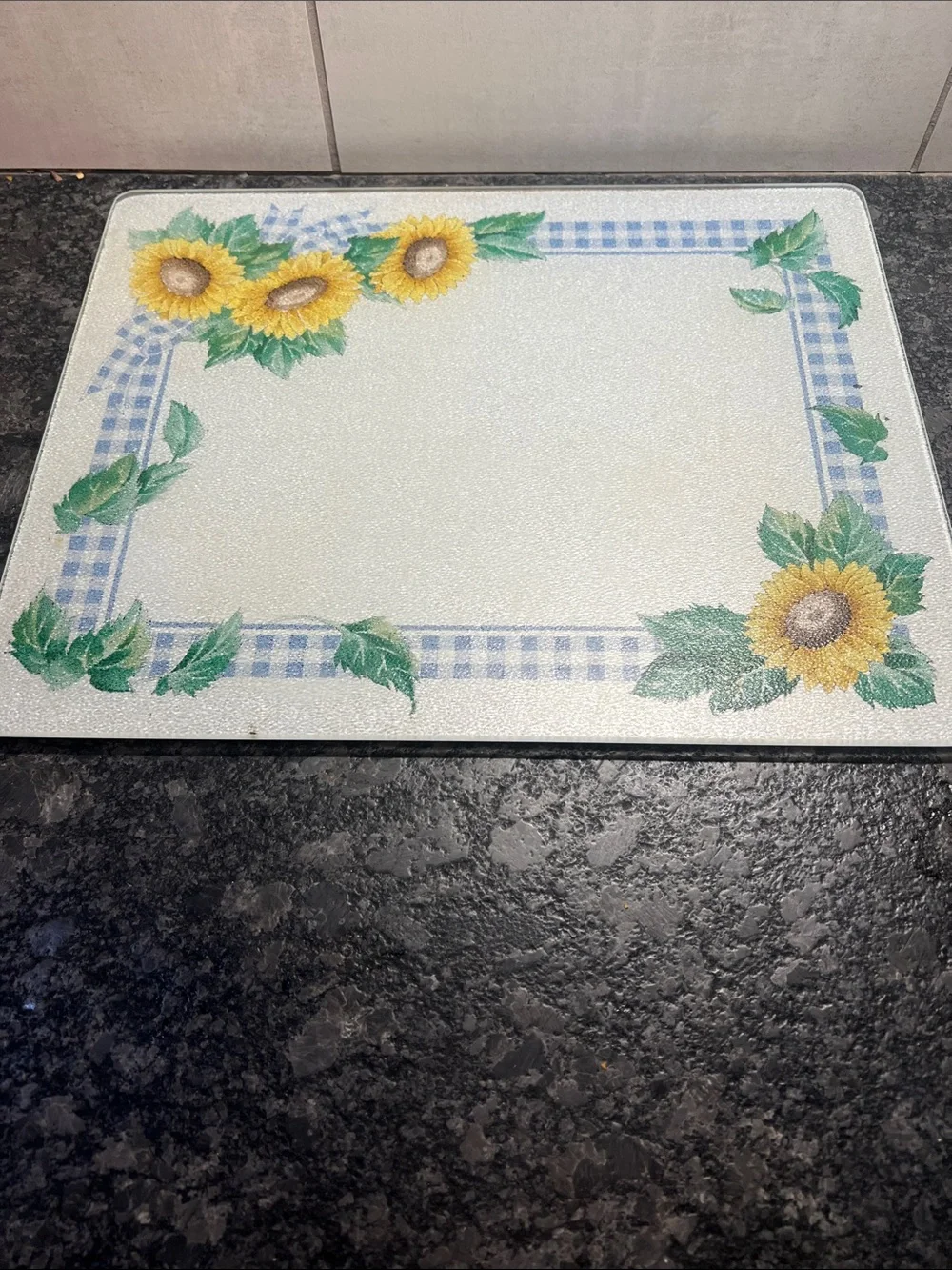 Corningware Sunsations 12x15 Glass Counter Saver  Sunflower Decorative Glass.